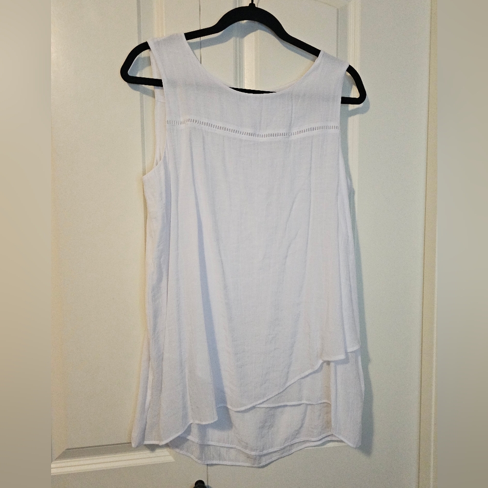 CHRISTINA B Womens White Layered Sleeveless Top SZ M